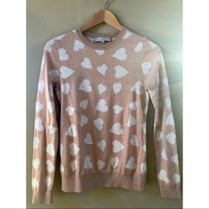 Loft heart print sweater ~ hardly worn
